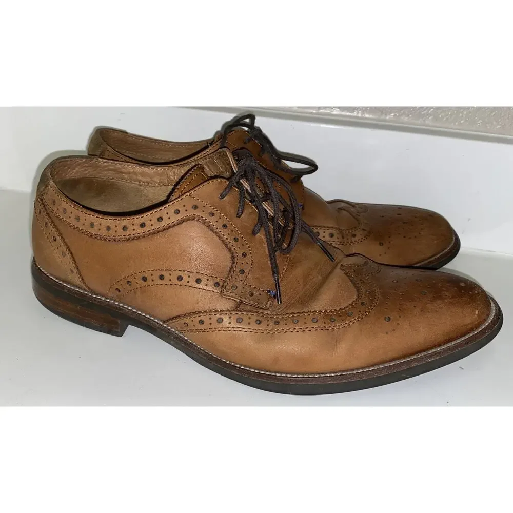 Florsheim Rucci Wingtip Oxford Classic Dress Shoes Cognac Leather 11937-221 Sz 9